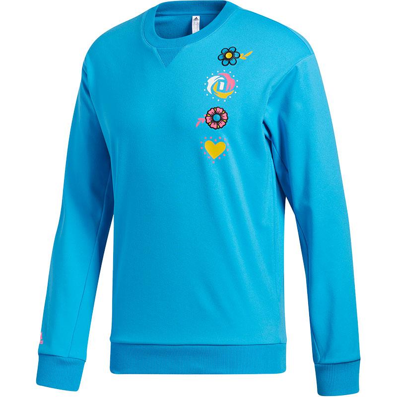 adidas Logo Floral Print Crewneck Sweatshirt Men Blue Casual Comfort GR1285