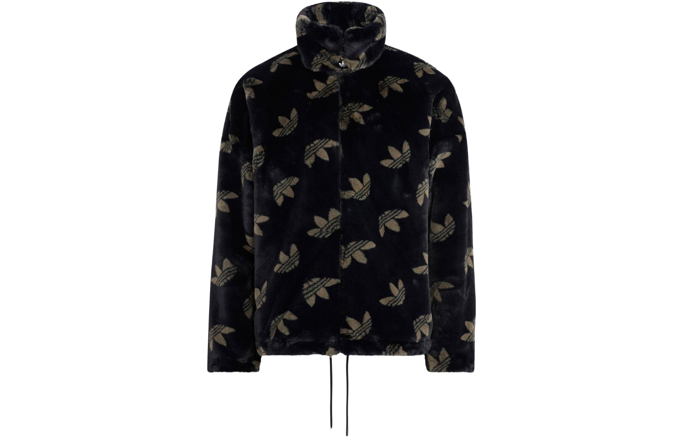 adidas Logo Full-Print Zip Jacket Unisex Black HR3179-JAPAN