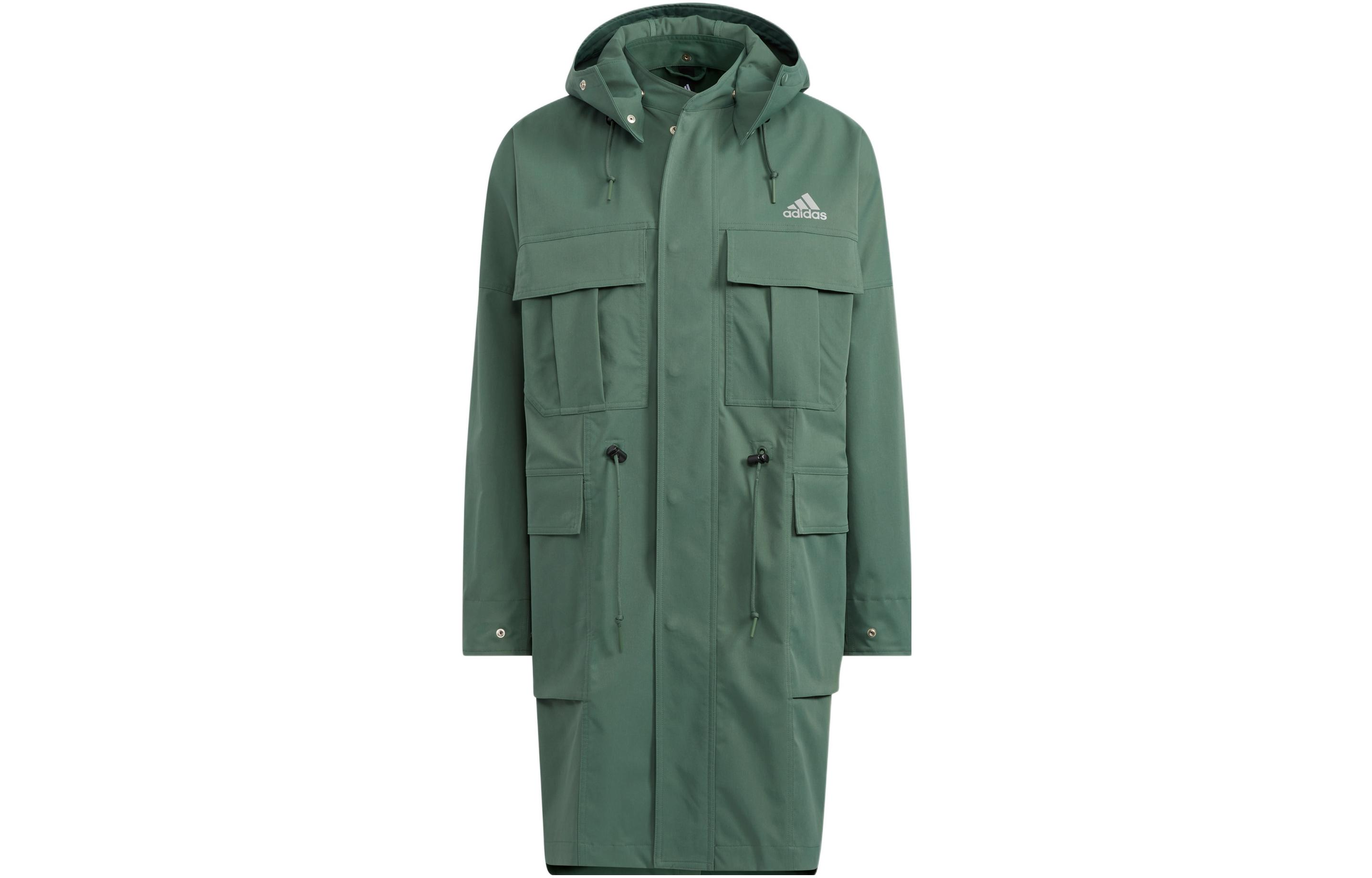 adidas Logo Full-Zip Mid-Length Jacket Japanese Edition Men Green HM2710-JAPAN