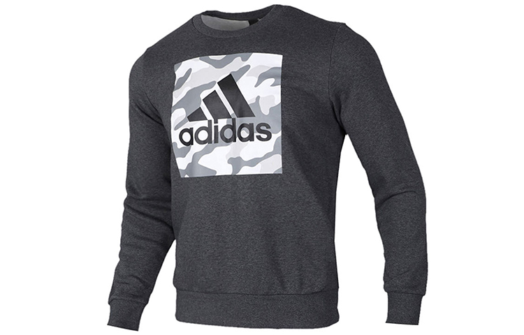 adidas Logo Graphic Camo Loose Fit Crewneck Sweatshirt Grey () FJ0222