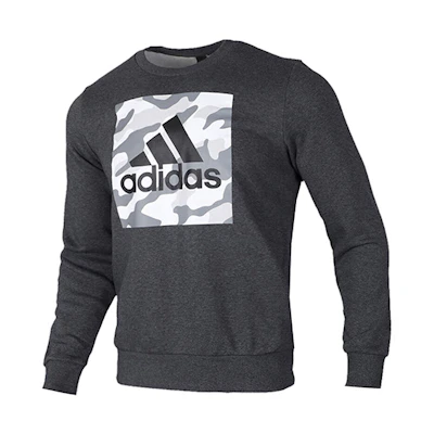 adidas Logo Graphic Camo Loose Fit Crewneck Sweatshirt Grey () FJ0222