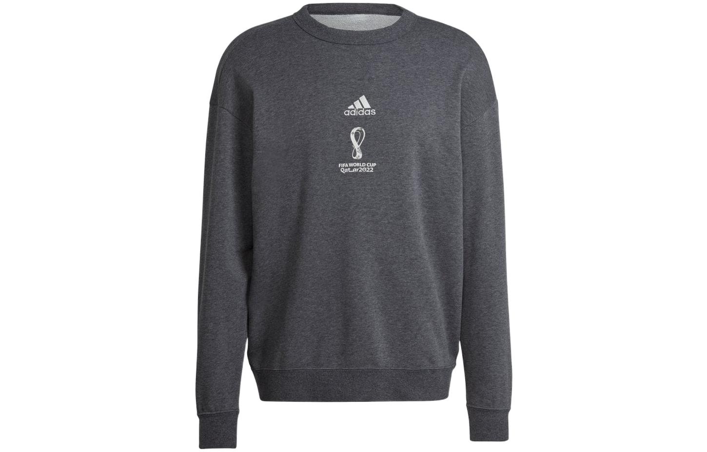 adidas Logo Graphic Crewneck Sweatshirt Deep Gray Casual Pullover HD6390