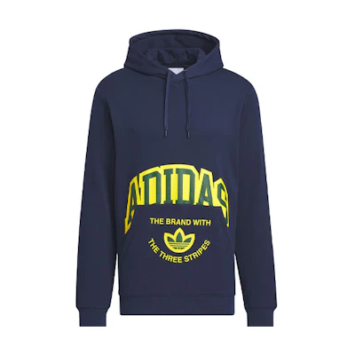 adidas Logo Graphic Hoodie Blue Casual Sportswear Pullover JE3482