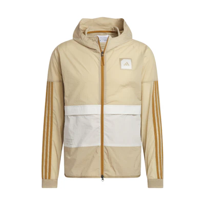 adidas Logo Graphic Hoodie Jacket Beige HS3205