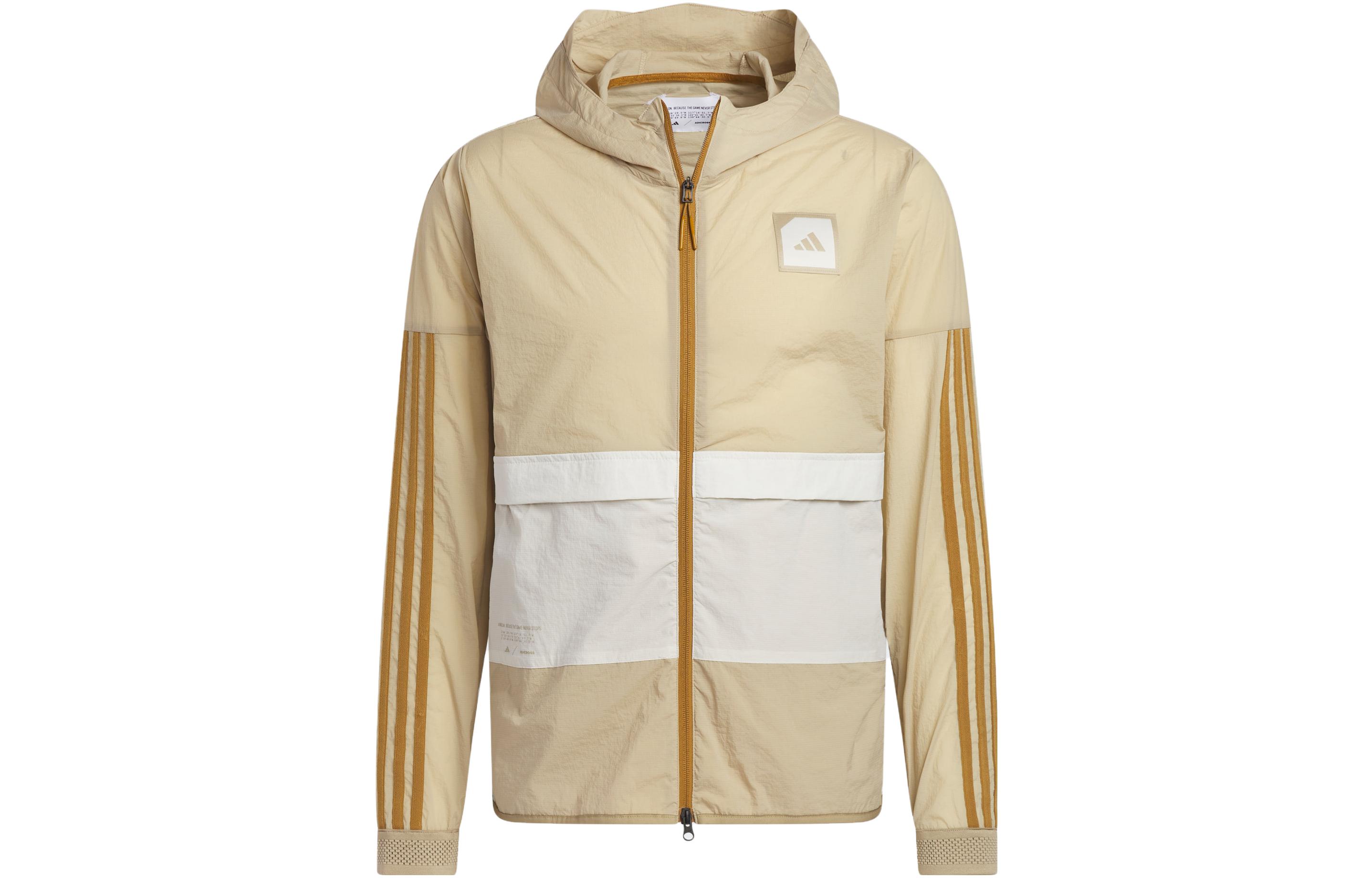 adidas Logo Graphic Hoodie Jacket Beige HS3205 圖 2
