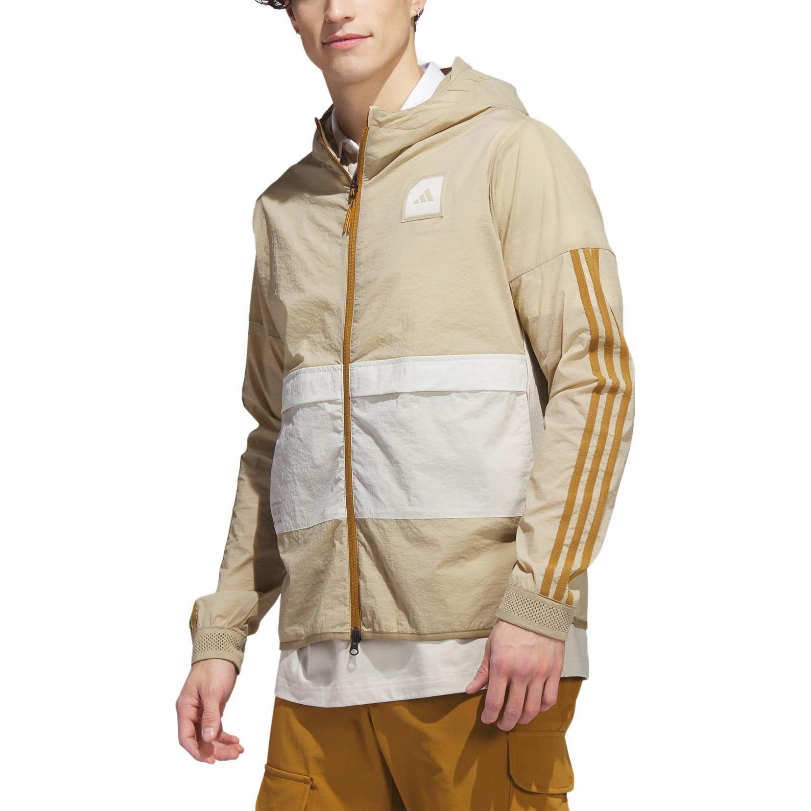 adidas Logo Graphic Hoodie Jacket Beige HS3205 圖 3