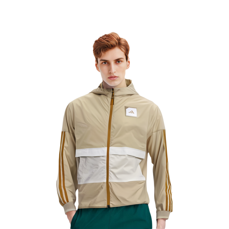 adidas Logo Graphic Hoodie Jacket Beige HS3205 圖 6