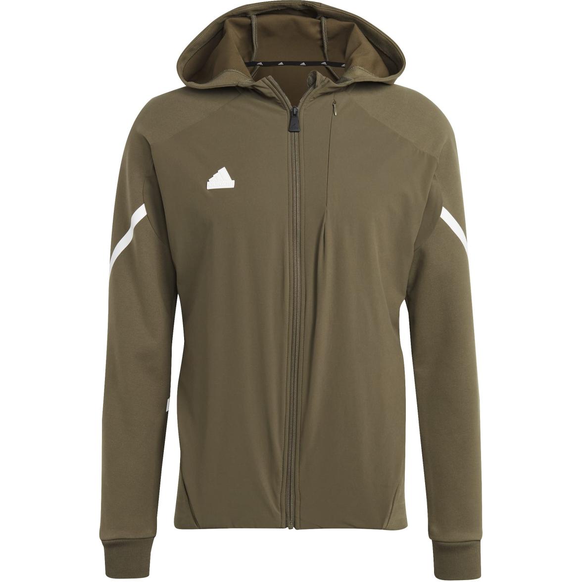 adidas Logo Graphic Hoodie Jacket Solid Color - Rock Olive Green IC8041