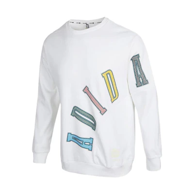 adidas Logo Graphic Print Casual Sweatshirt White HM9993