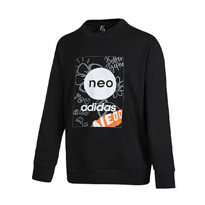 adidas Logo Graphic Printed Pullover Sweatshirt Black HM7433