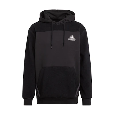 adidas Logo Graphic Striped Fleece Hoodie Black HL6901