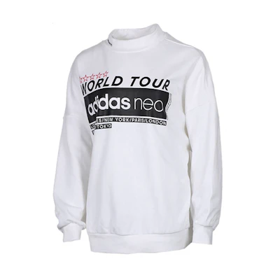 adidas Logo Half-Turtleneck Cotton Sweatshirt Unisex White FU1055