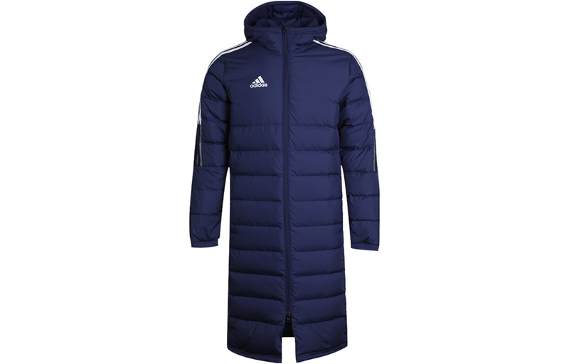 adidas Logo Hooded Down Jacket Navy Blue GM5246