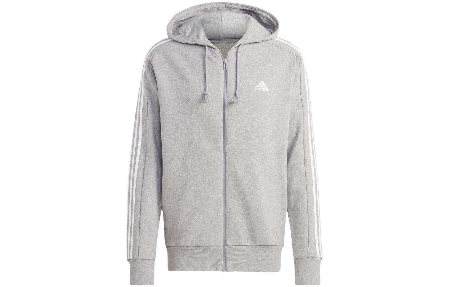 adidas Logo Hoodie Jacket in Light Gray IC9833