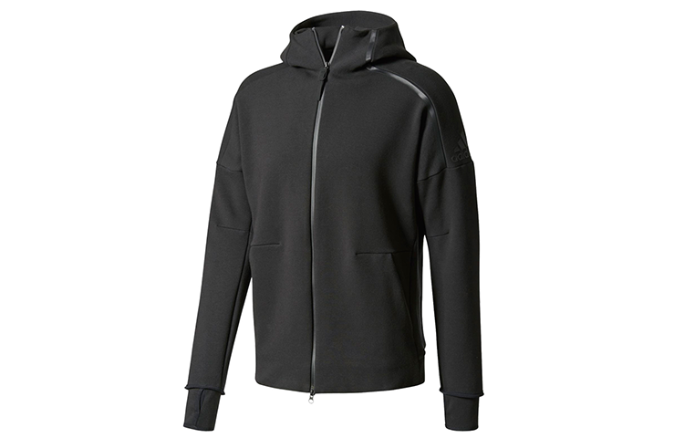 adidas Logo Knit Hoodie Jacket Black BQ6925