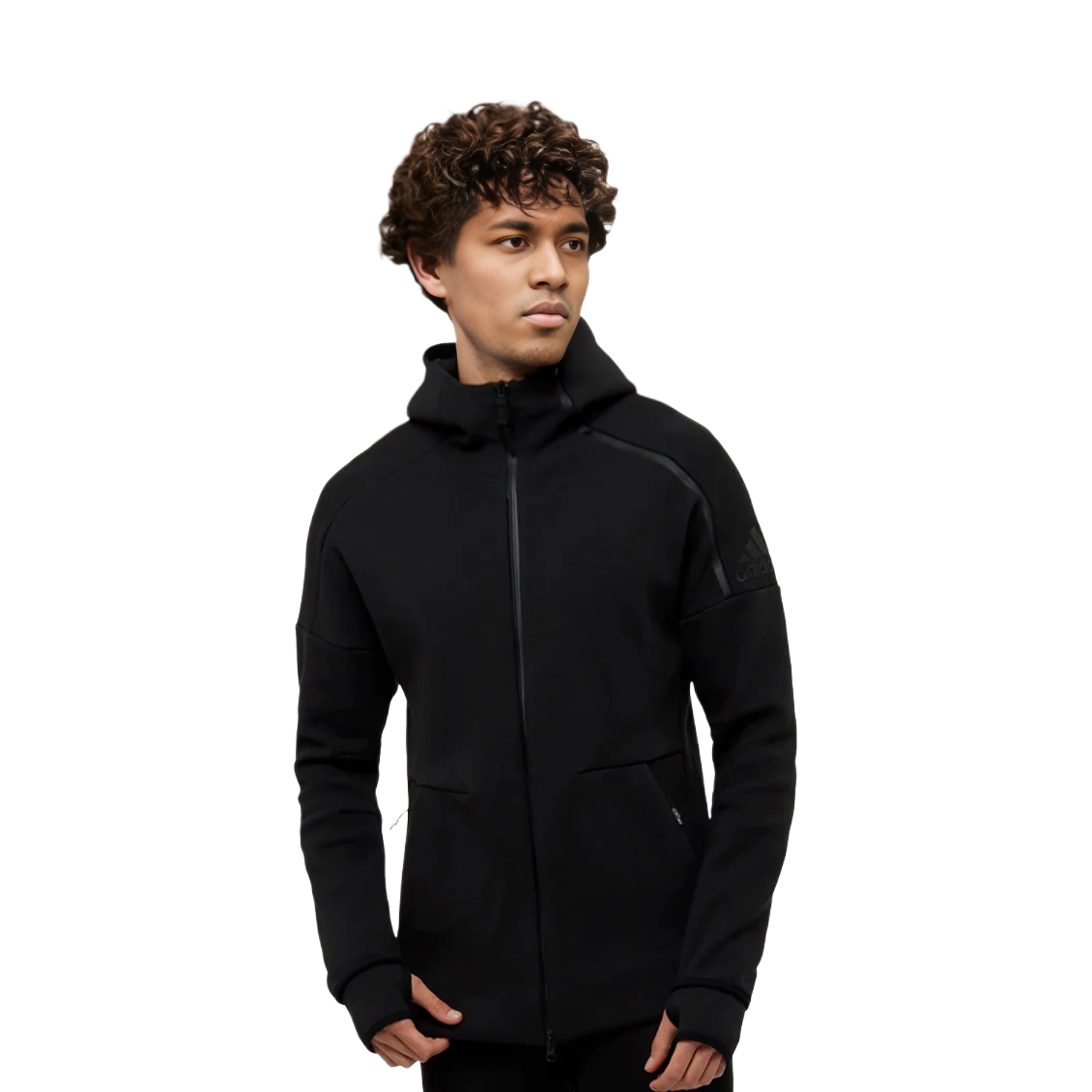 Shop adidas Logo Knit Hoodie Jaket Hitam BQ6925