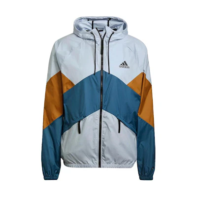 adidas Logo Letter Print Colorblock Windbreaker Jacket - Gray GT6572