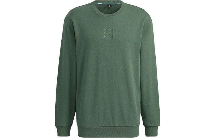 adidas Logo Letter Print Crewneck Sweatshirt Green - H14215