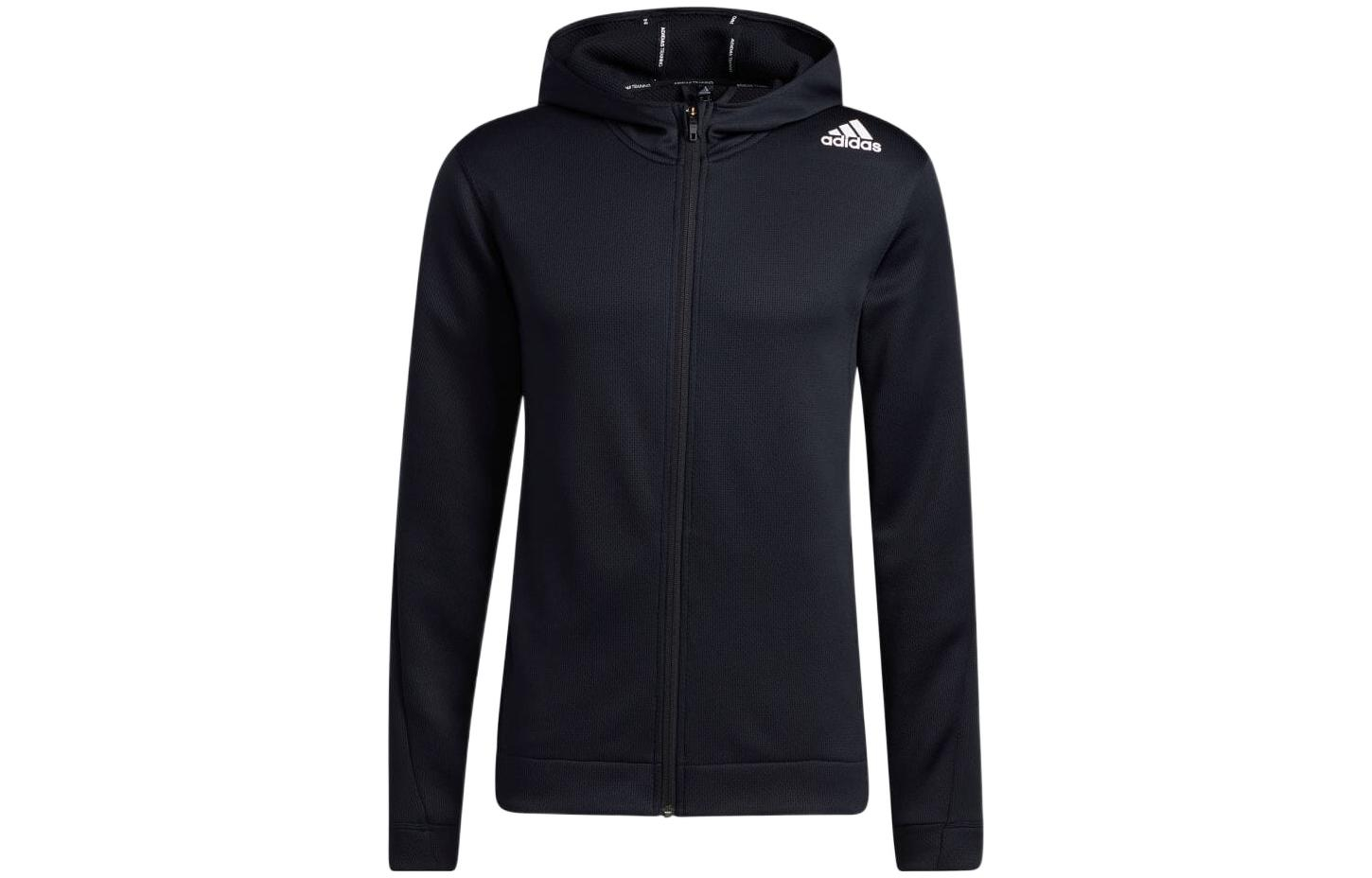 adidas Logo Letter Print Zip Hoodie Jacket International Black H29171-INTERNATIONAL