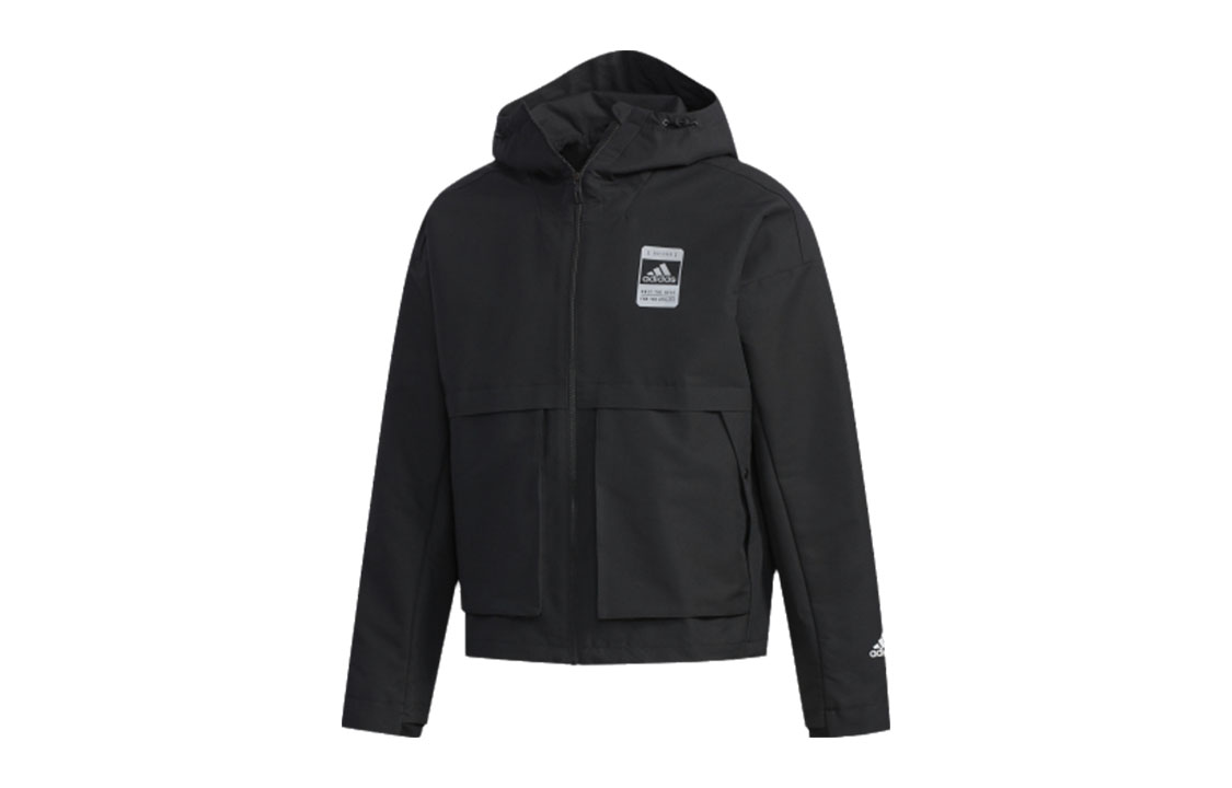 adidas Logo Loose Fit Hoodie Jacket Black FJ0181