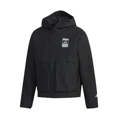 adidas Logo Loose Fit Hoodie Jacket Black FJ0181