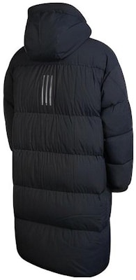 adidas Logo Padded Long Down Jacket Unisex Black Zip-up Design. HN2131 Lookbook adidas Logo Padded Long Down Jacket Unisex Black Zip-up Design. HN2131