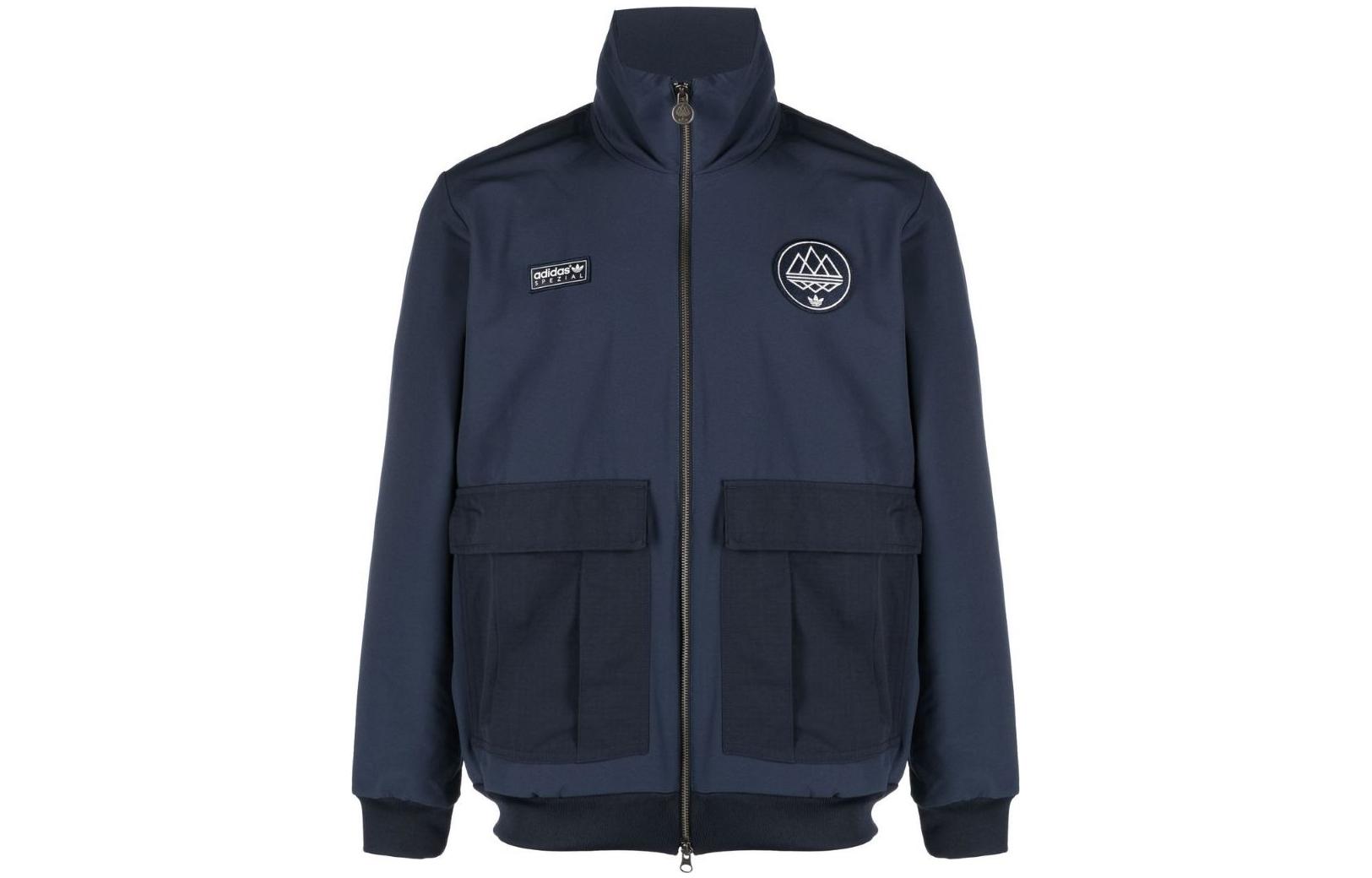 adidas Logo Patch Full-Zip Pocket Jacket Navy Blue H56669