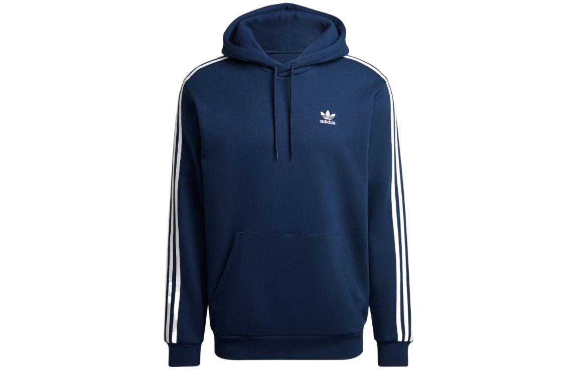 adidas Logo Print 3-Stripes Pullover Hoodie Navy Blue () HZ7100