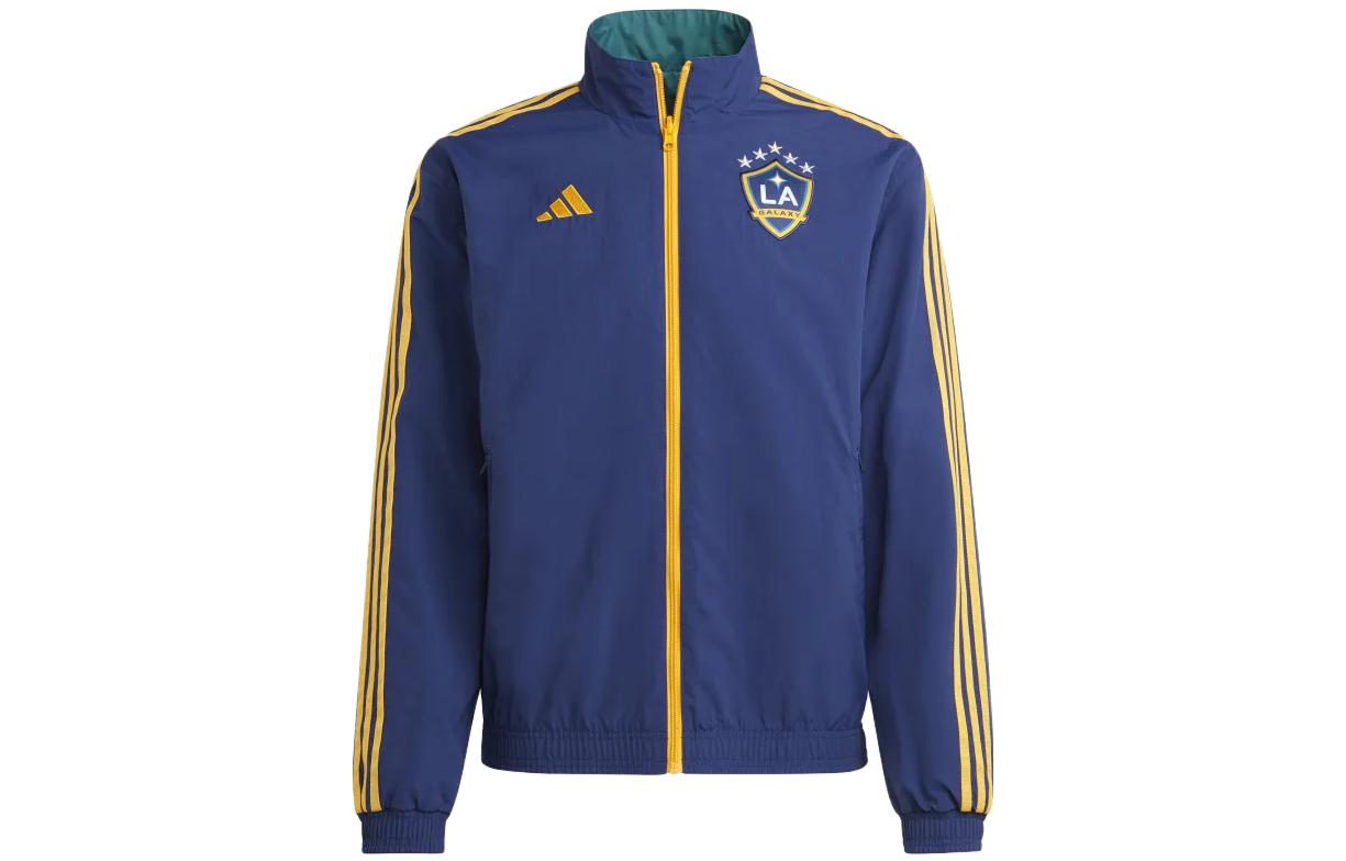 adidas Logo Print 3-Stripes Retro Track Jacket Blue Reversible Long Sleeve HU0047
