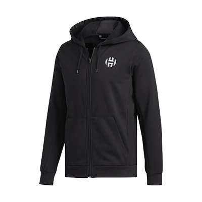 adidas Logo Print Basketball Zip Jacket Hoodie Black DX6795