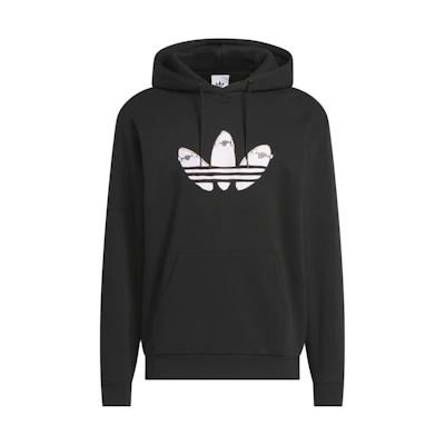 adidas Logo Print Black Pullover Hoodie Unisex Long Sleeve HR9850