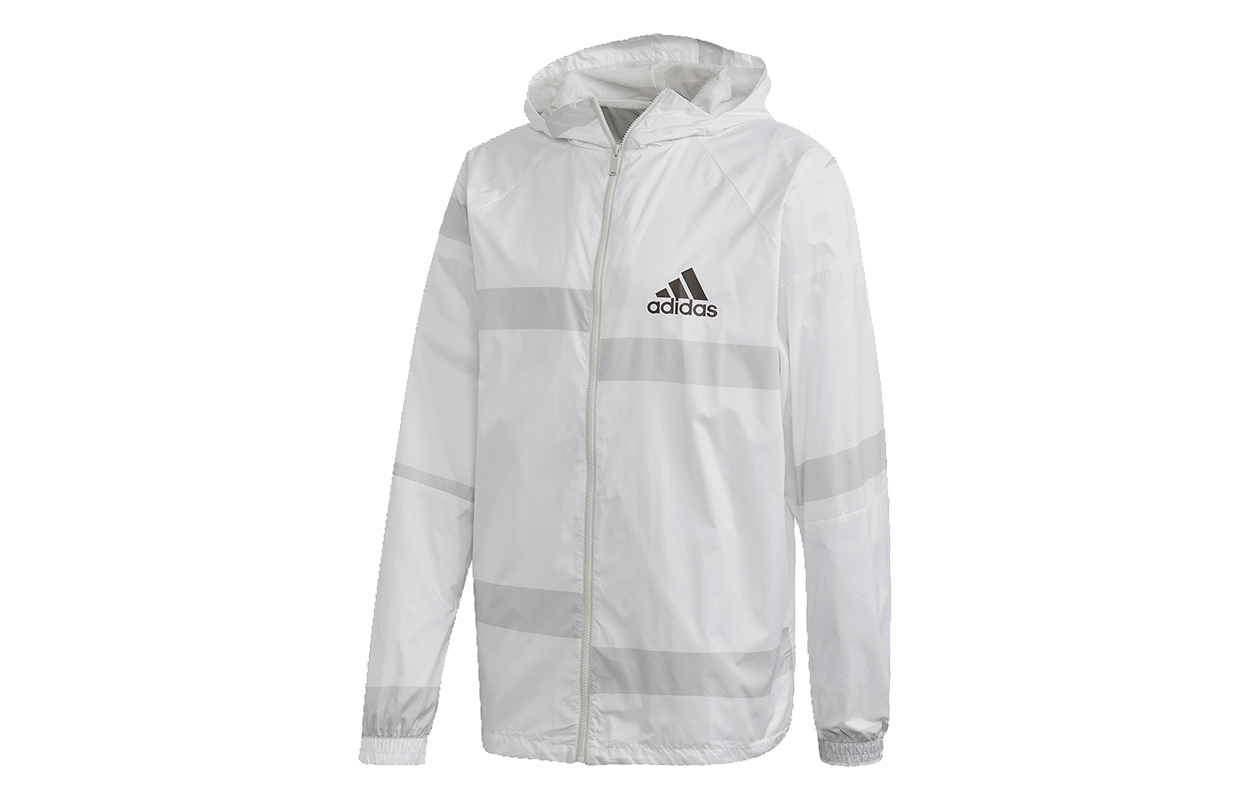 adidas Logo Print Colorblock Hoodie Jacket White Casual Outerwear FI4654