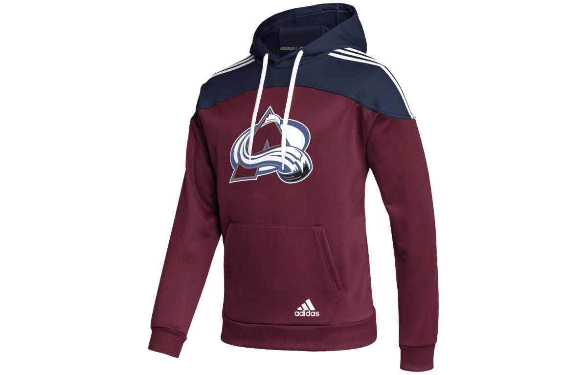 adidas Logo Print Colorblock Sweatshirt Maroon Red HM3062