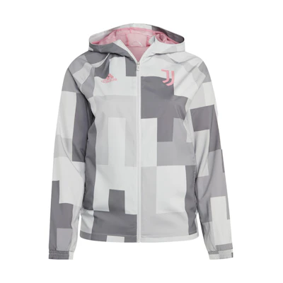 adidas Logo Print Colorblock Zip Hoodie Jacket - Grey HS9800
