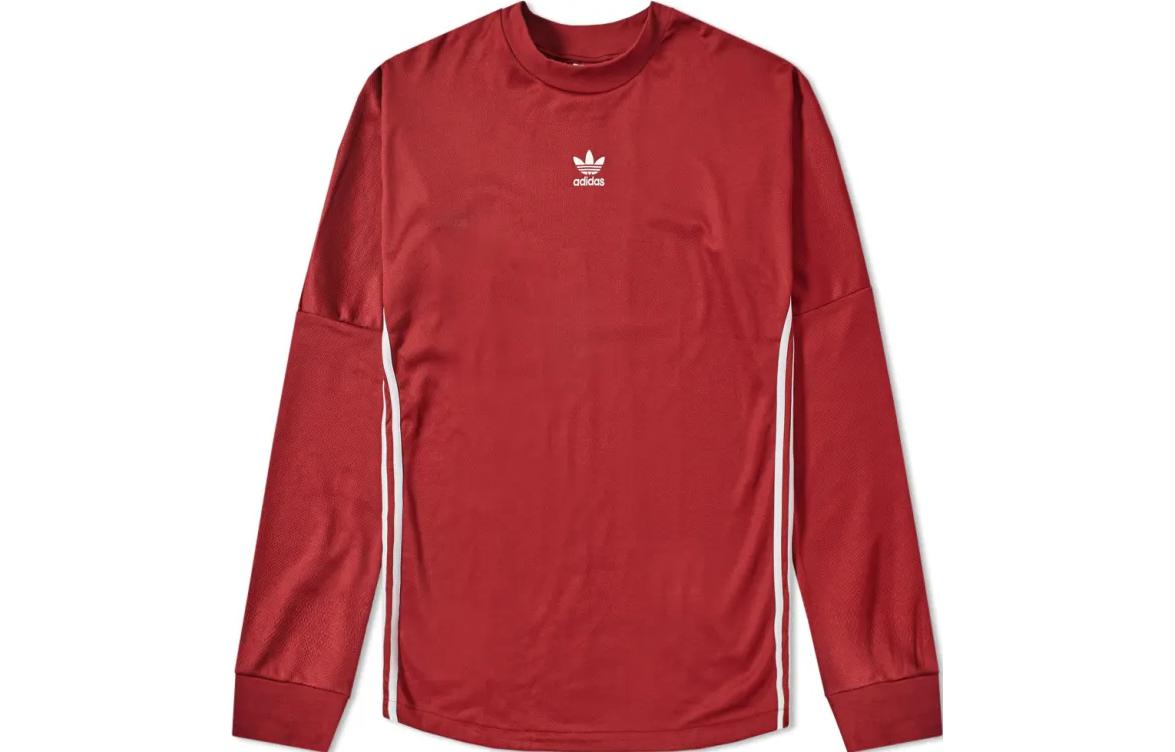 adidas Logo Print Crewneck Long Sleeve Sweatshirt Men’s Maroon DJ2868