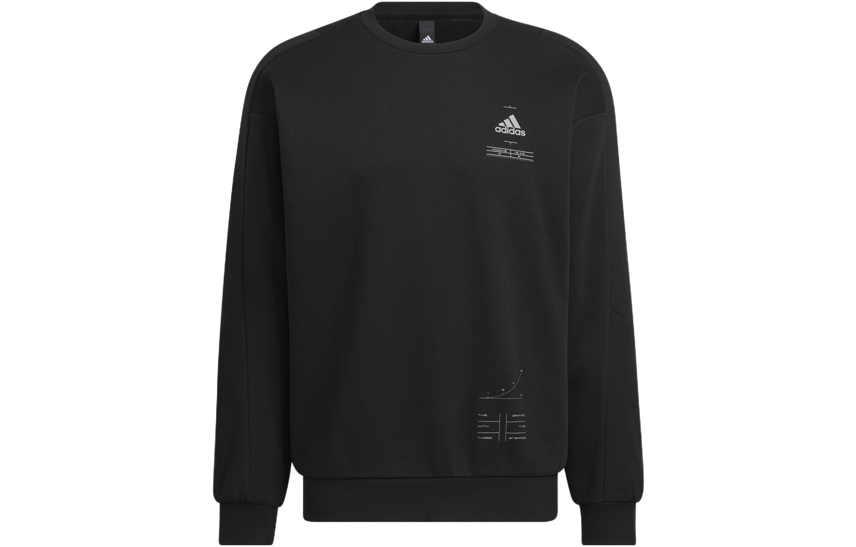 adidas Logo Print Crewneck Long Sleeve Sweatshirt Black HN9021