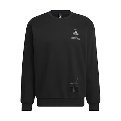 adidas Logo Print Crewneck Long Sleeve Sweatshirt Black HN9021