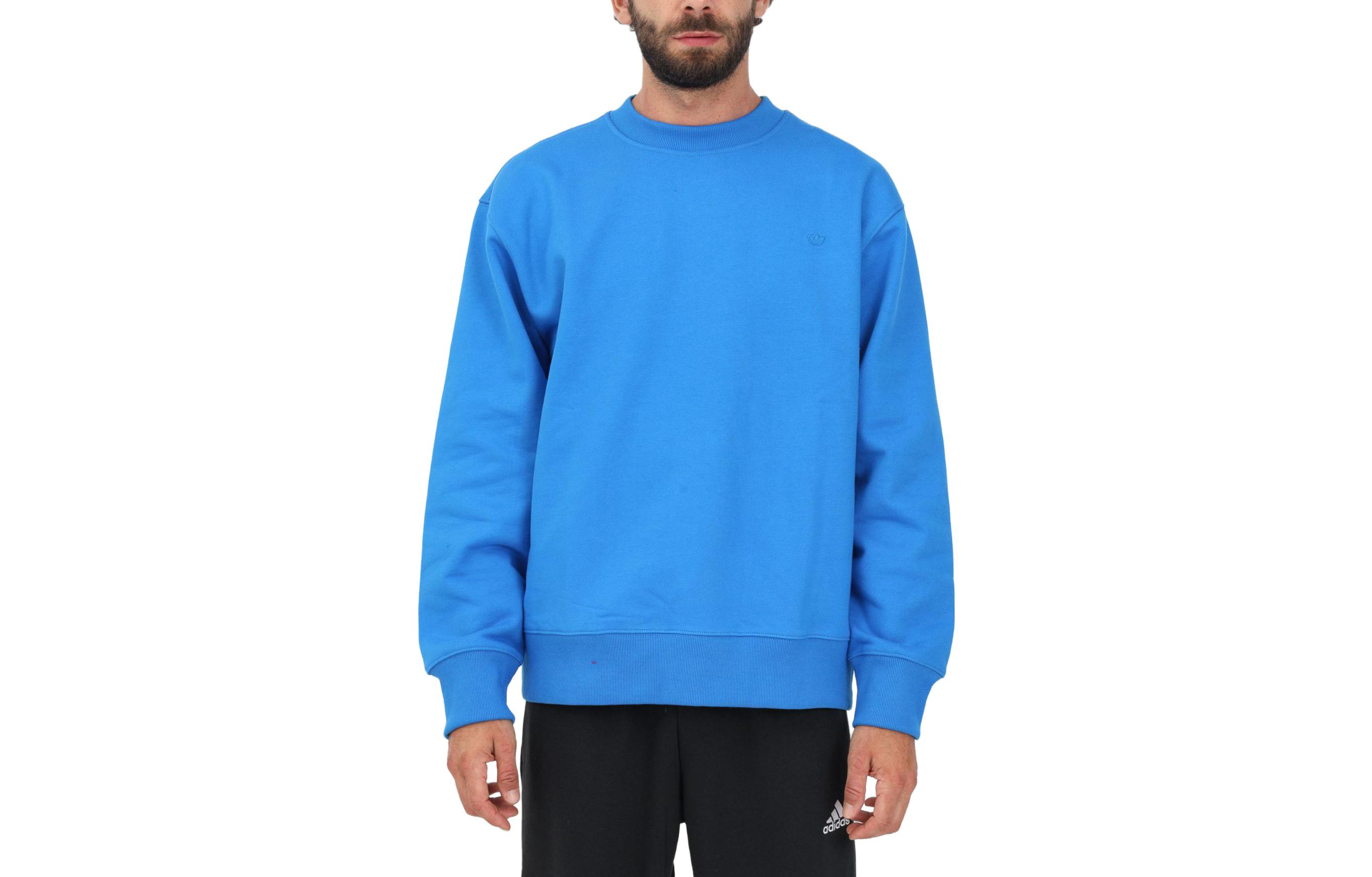 adidas Logo Print Crewneck Loose Fit Sweatshirt Blue IM2114