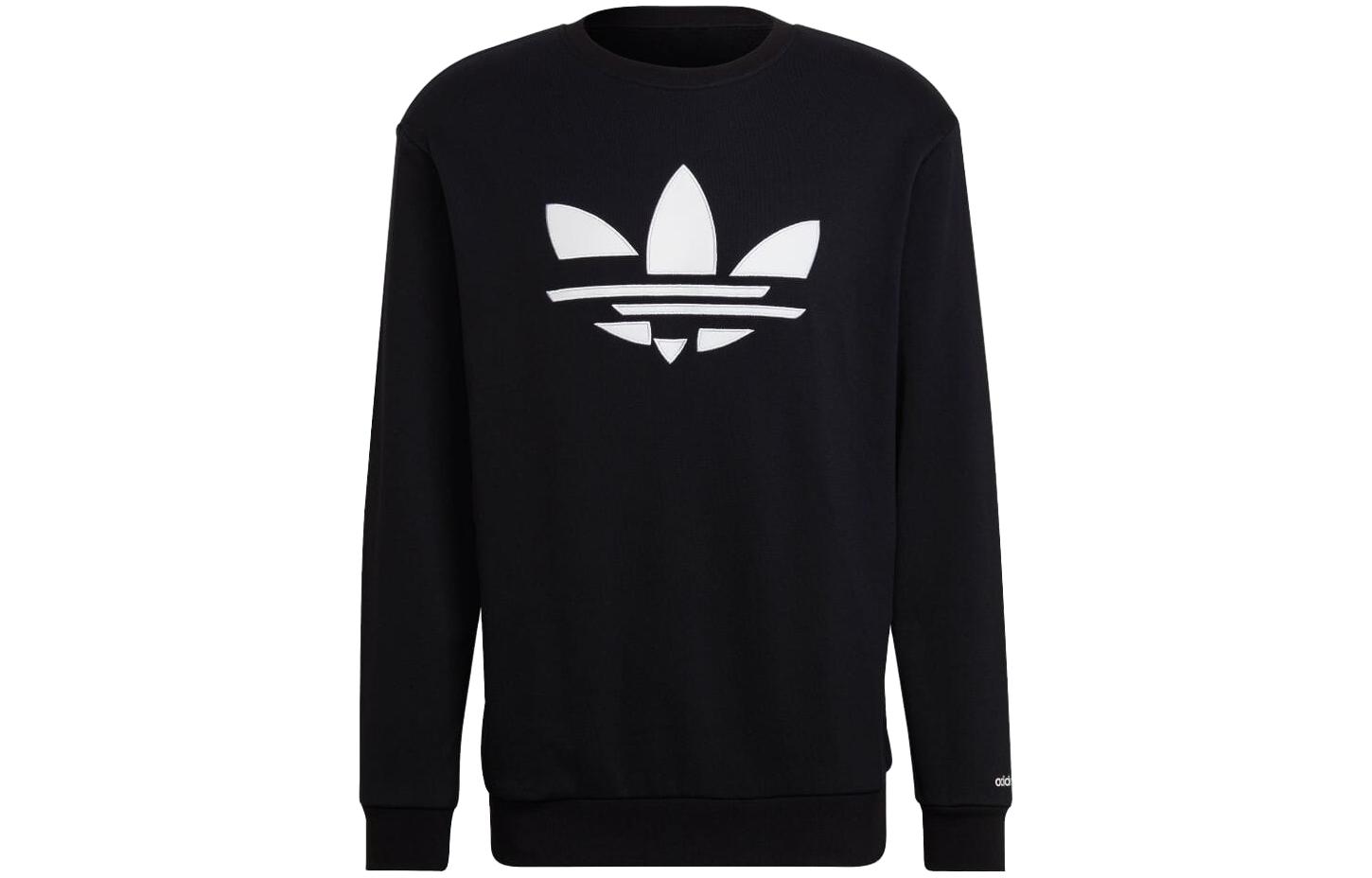 adidas Logo Print Crewneck Pullover Long Sleeve Sweatshirt Japan Men Black H37731-JAPAN