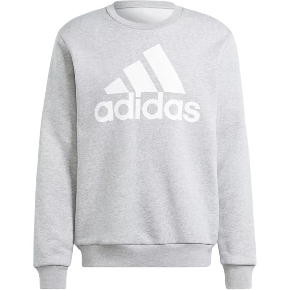 adidas Logo Print Crewneck Pullover Sweatshirt Loose Fit Grey IJ8898