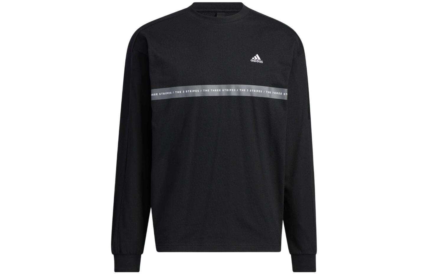 adidas Logo Print Crewneck Pullover Sweatshirt Unisex Black IA9451