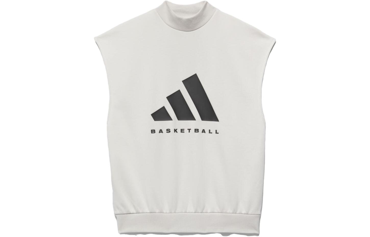 adidas Logo Print Crewneck Sleeveless Sweatshirt Unisex - Gray White IN4251