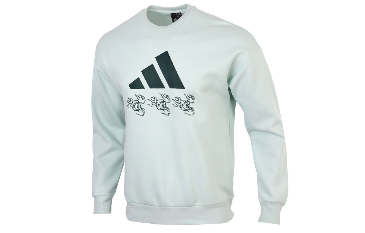 adidas Logo Print Crewneck Sweatshirt - Pulse Lime Green GM4469