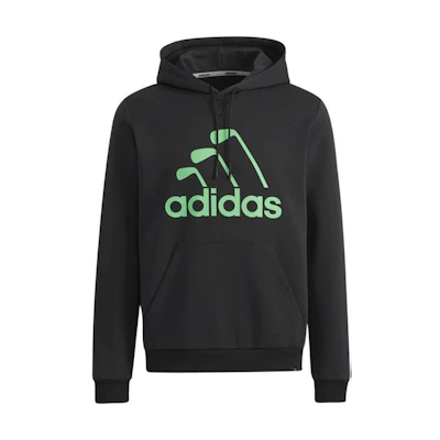 adidas Logo Print Drawstring Hoodie Black HA1329