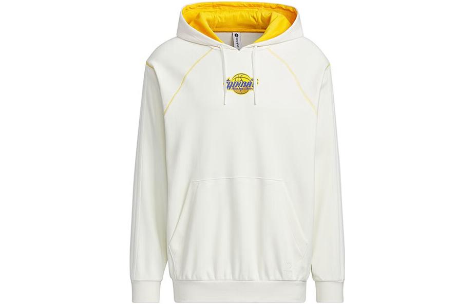 adidas Logo Print Drawstring Hoodie White Edition IK3416