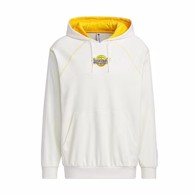 adidas Logo Print Drawstring Hoodie White Edition IK3416