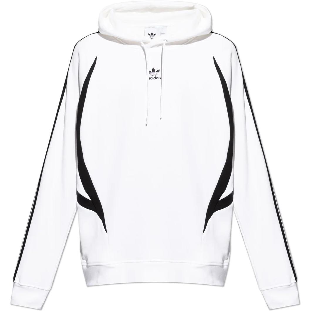 adidas Logo Print Drawstring Hoodie White IZ4829