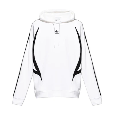 adidas Logo Print Drawstring Hoodie White IZ4829