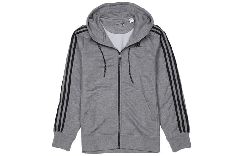 adidas Logo Print Full-Zip Hoodie Jacket in Dark Gray S12904