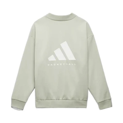 adidas Logo Print Half-Turtleneck Long-Sleeve Sweatshirt Green Unisex International IA3434-OVERSEAS